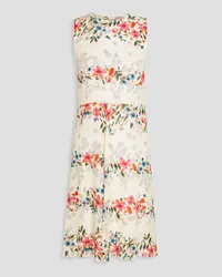 RED Valentino Flared floral-print silk crepe de chine dress - White White