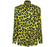Camicia in twill di seta leopard