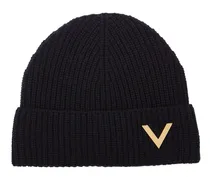 Cappello beanie V Logo in cashmere