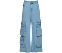 Jeans cargo loose fit in denim di cotone 32cm