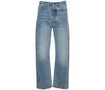 Jeans in denim con cuciture a vista