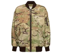 Bomber in nylon camouflage con stampa