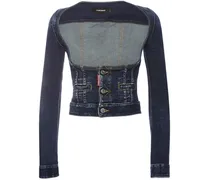 Dsquared2 Giacca corsetto cropped in denim Blu