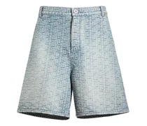 Shorts in denim con logo jacquard