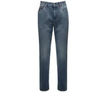 Jeans in denim di cotone con logo 20cm