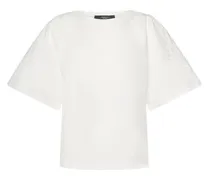 Max Mara Livorno cotton jersey top w/embroidery Bianco