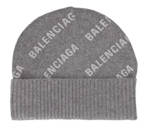 Balenciaga Cappello beanie in maglia di cashmere con logo Grigio