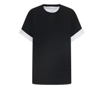 Bottega Veneta T-shirt Double Layer in jersey di cotone Nero