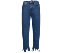 Jeans cropped in denim / frange