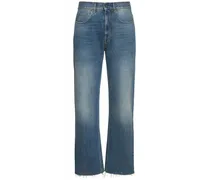 Jeans in denim di cotone / fondo a taglio vivo
