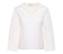 Tory Burch Camicia in gazar di seta e cotone Bianco