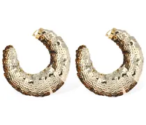 Croissant sequined big hoop earrings
