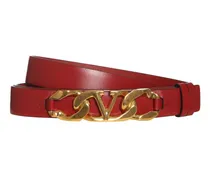 Cintura V Logo Chain in pelle 3cm