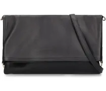 Flat leather crossbody bag