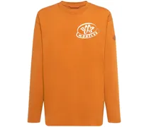 Moncler T-shirt in cotone con logo Arancione