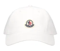 Moncler Cappello baseball in cotone con logo ricamato Bianco