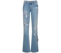 Jeans dritti in denim / fiori