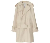 Belted double breast gabardine trench