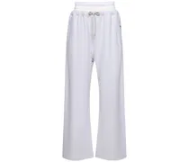Pantaloni larghi in felpa di cotone / logo