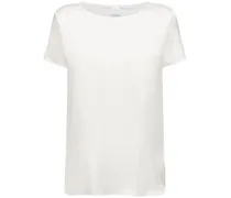 Max Mara T-shirt Cortona in raso di seta Bianco