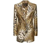 Giacca in twill di seta leopard