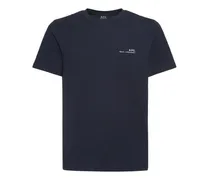 A.P.C. T-shirt in jersey con logo Blu