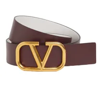 Cintura reversibile in pelle con logo 4cm