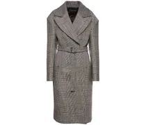 Cappotto midi in lana Principe di Galles / cintura