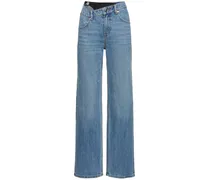 Asymmetrical waistband cotton jeans
