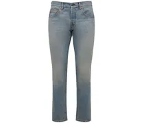 Jeans tapered fit in denim di cotone