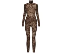 Dolce & Gabbana Tuta in chiffon di seta leopard Multicolore