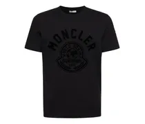 Moncler T-shirt in jersey di cotone con logo Nero