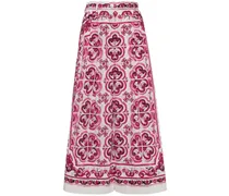 Dolce & Gabbana Pantaloni larghi in cotone stampa maiolica Multicolore