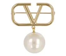 Spilla V Logo Signature / perle d’imitazione