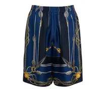 Versace Shorts in seta stampata Blu