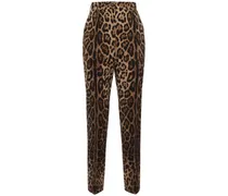 Pantaloni dritti vita alta leopard