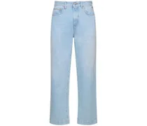 Jeans larghi in denim con logo 22cm