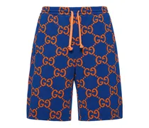 Gucci Shorts in techno felpa GG jacquard Blu