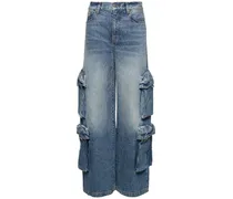 Jeans cargo larghi in denim di cotone