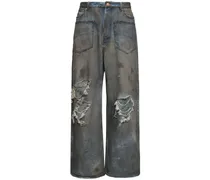 Jeans baggy fit in cotone distressed