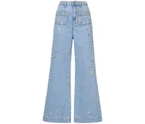 Jeans larghi in denim di cotone / cristalli