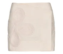 Embroidered cotton mini wrap skirt