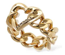 Versace Anello a fascia con logo Oro
