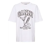 Ganni T-shirt Future Heavy Cocktail Bianco