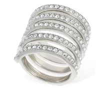 Amina Muaddi Vittoria crystal ring Argento