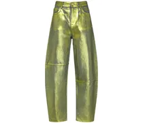 Ganni Jeans in denim spalmato Verde