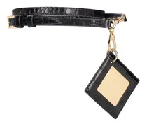 1.3cm leather belt w/ logo mirror