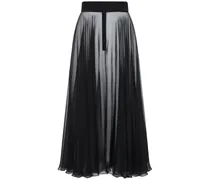 Pleated silk midi skirt