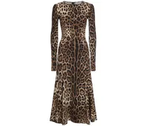 Vestito midi in cady leopard