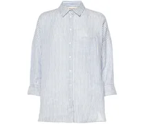 Max Mara Arduino striped linen 3/4 sleeve shirt Bianco